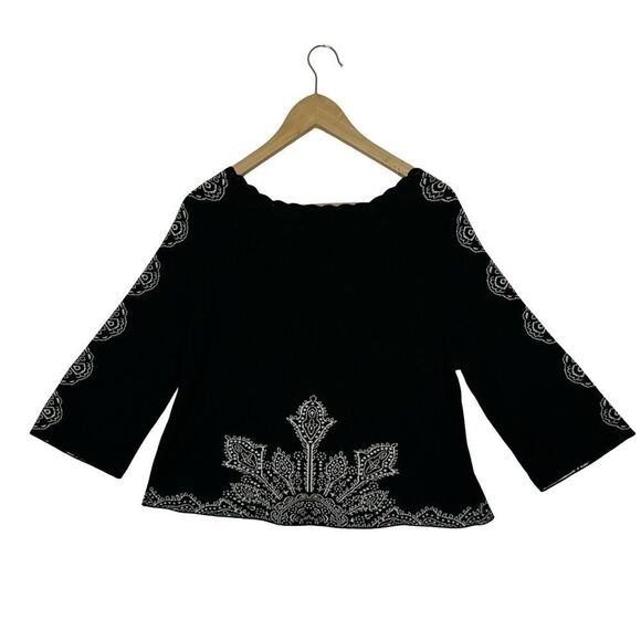 COLDWATER CREEK Black & White One Button Cardigan Cotton Blend Size Medium - Picture 4 of 13